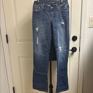 Victoria's Secret VS Love London Jeans Boot Cut Stretch Distressed Size 2, EUC